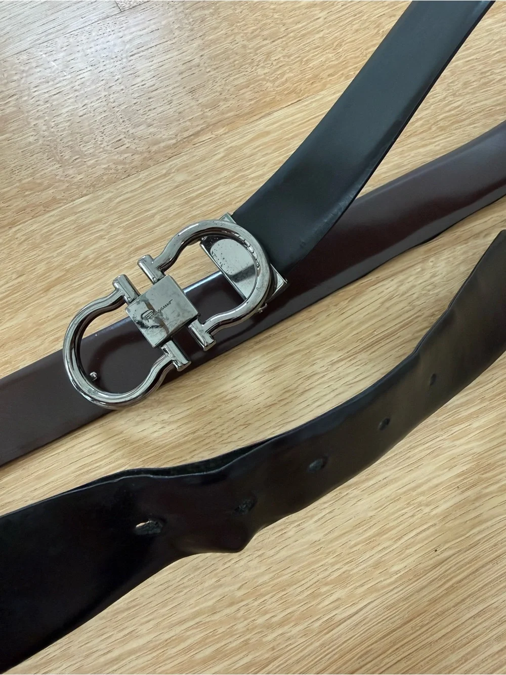 Authentic Ferragamo Mens Black Leather Belt